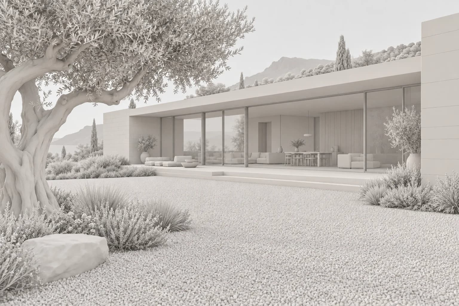 Close view of the clay model facade
